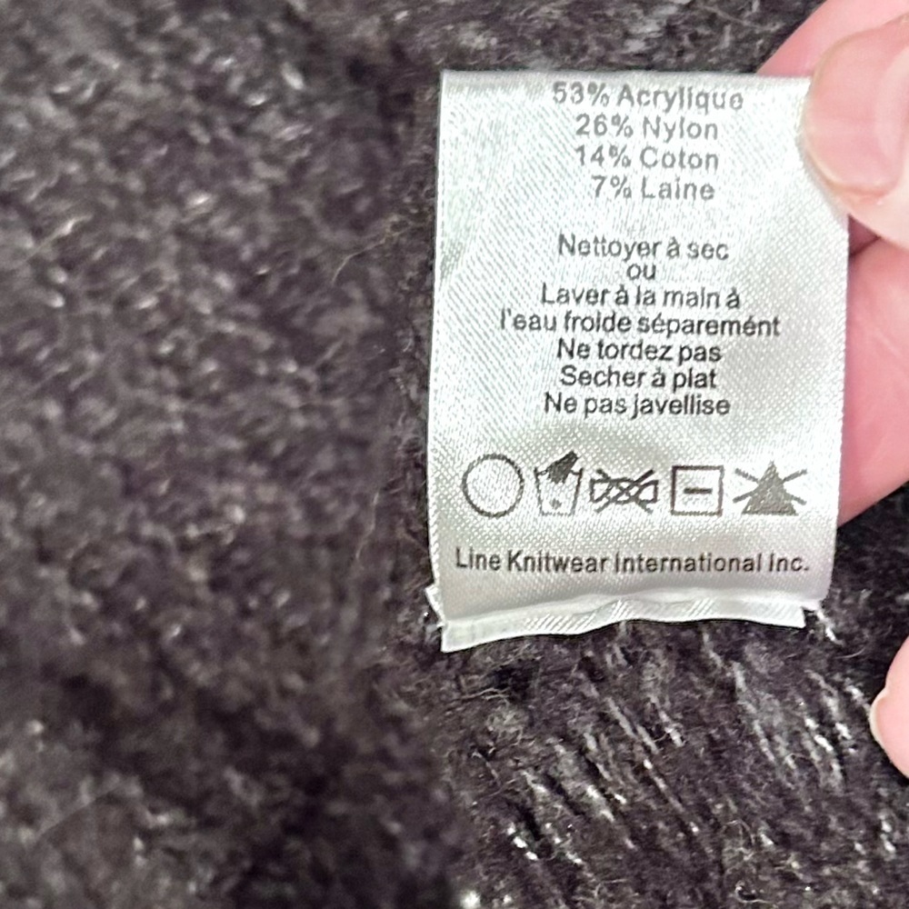 Line oversized sweater chunky knit dark grey size medium wool blend - Picture 11 of 12